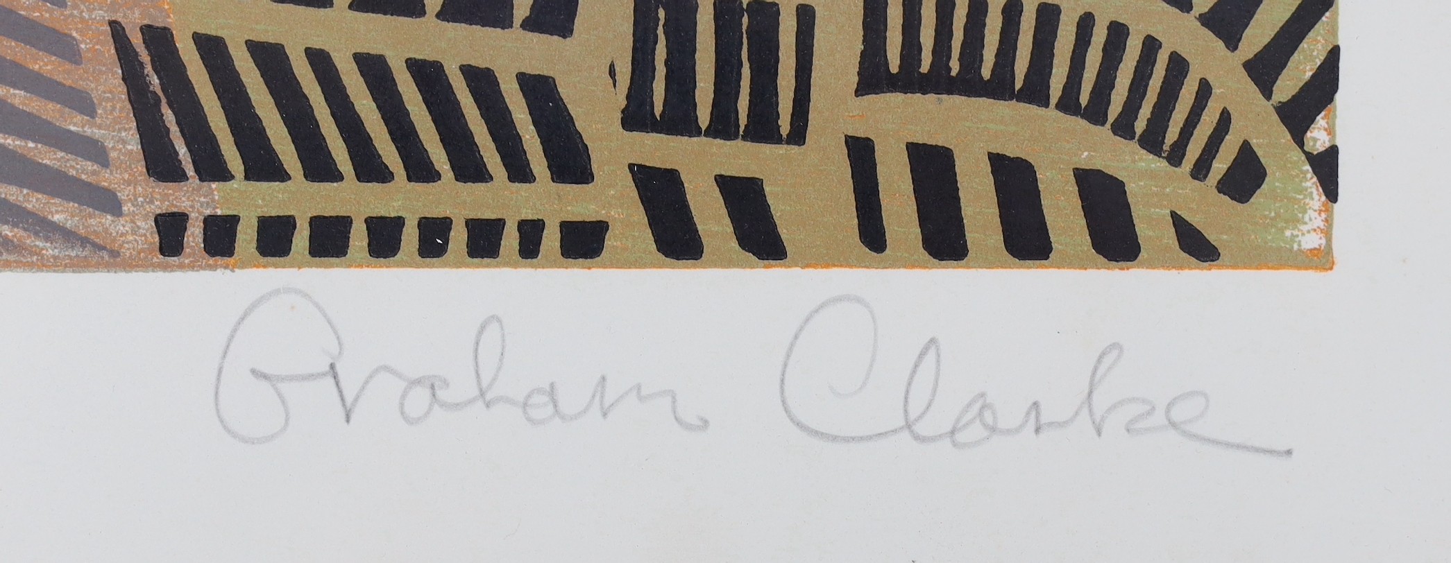 Graham Clarke (b.1941), woodcut, 'Hill at Woodlands', signed in pencil and inscribed 'proof', overall 58 x 78cm